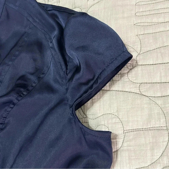 Express Structured Cap Sleeve Navy Short Sleeved Shirt Size L Workwear Fitted - Picture 4 of 7